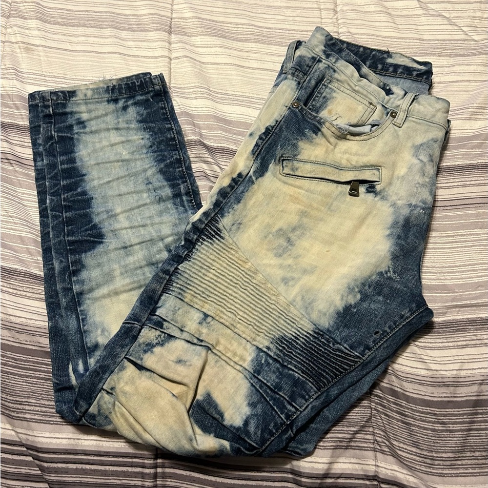 Men's Tie-Dye Biker Jeans